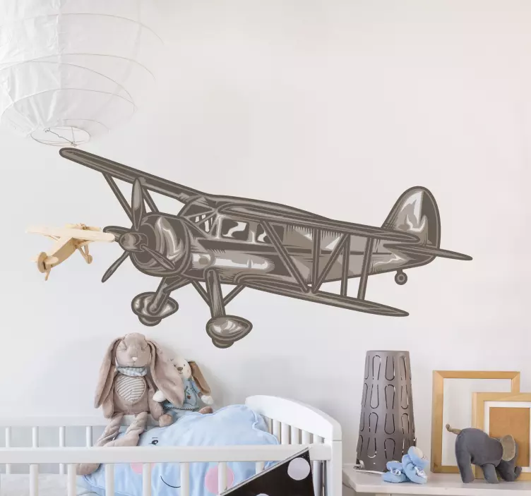 Naklejka na ścianę Stary samolot dwupłatowiec - TenStickers