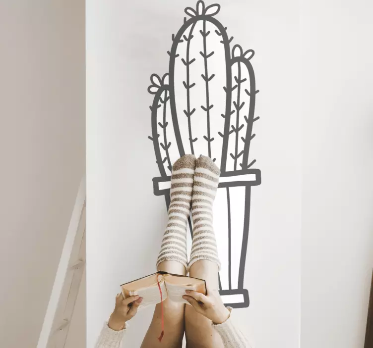 Naklejka na ścianę Trzy jednokolorowe kaktusy w doniczce - TenStickers