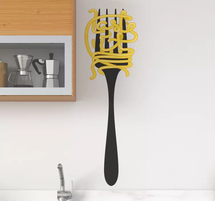 Naklejka na ścianę Widelec ze spaghetti - TenStickers