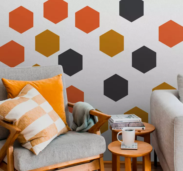 Naklejka na ścianę geometryczne Kolorowy wzór sześciokątów - TenStickers