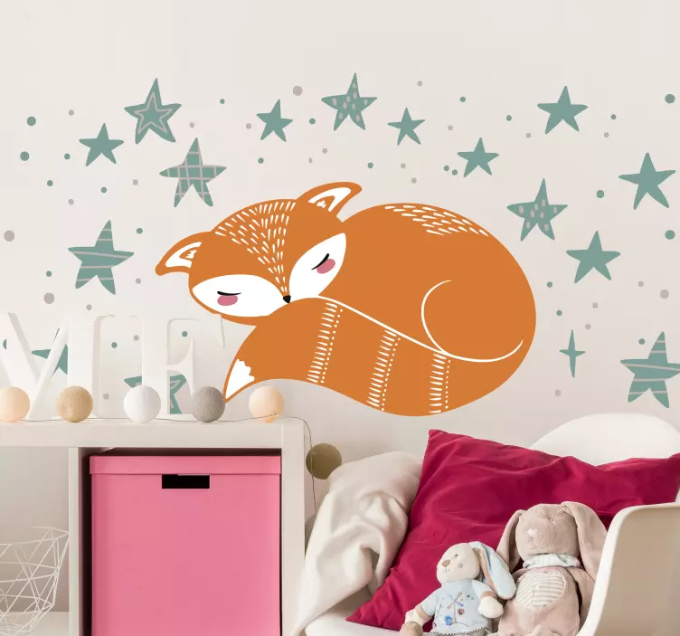 Naklejki na ścianę lis w stylu nordyckim - TenStickers