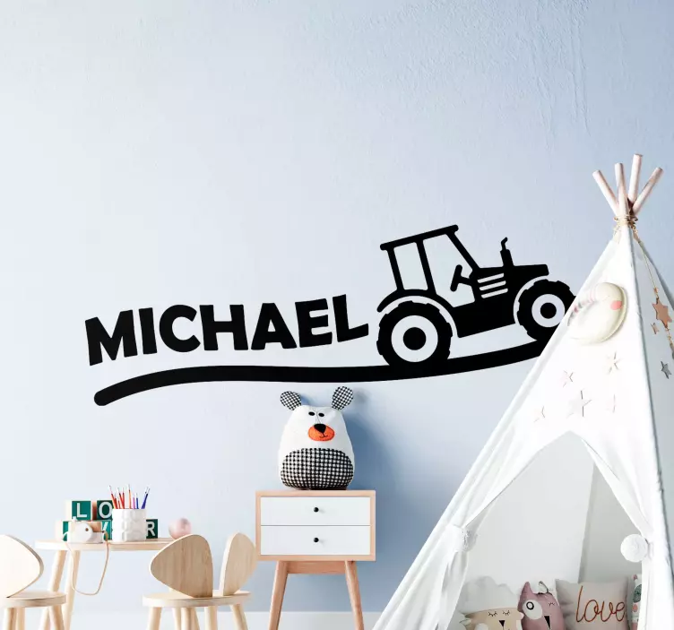 Naklejka na ścianę zabawki Spersonalizowane wzgórze traktora - TenStickers