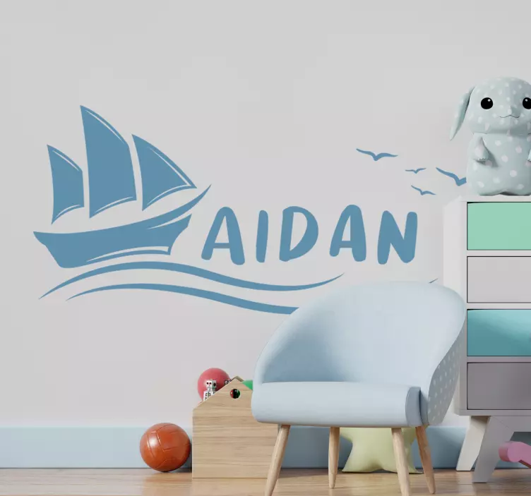 Naklejka ścienna żaglówka z imieniem - TenStickers
