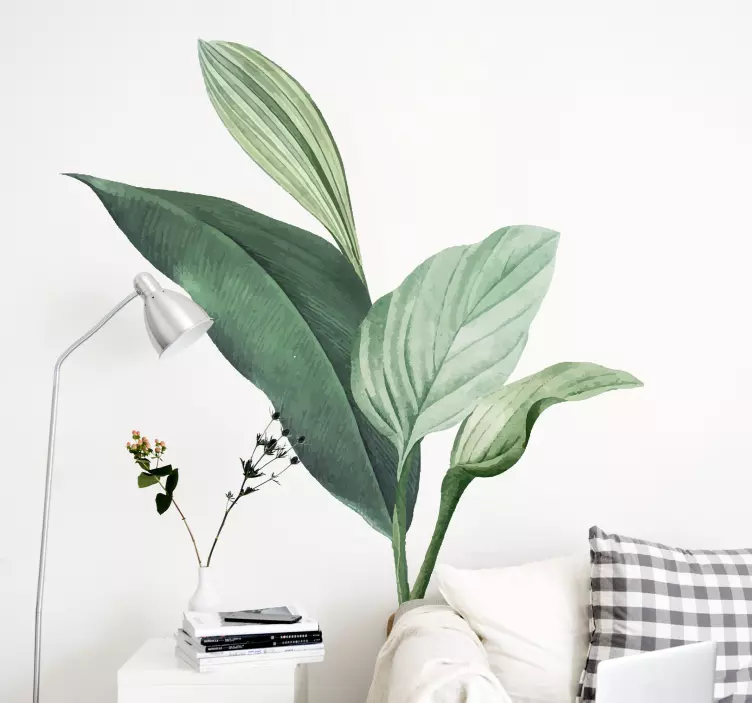 Naklejka na ścianę Zielone liście tropikalne rysowane - TenStickers