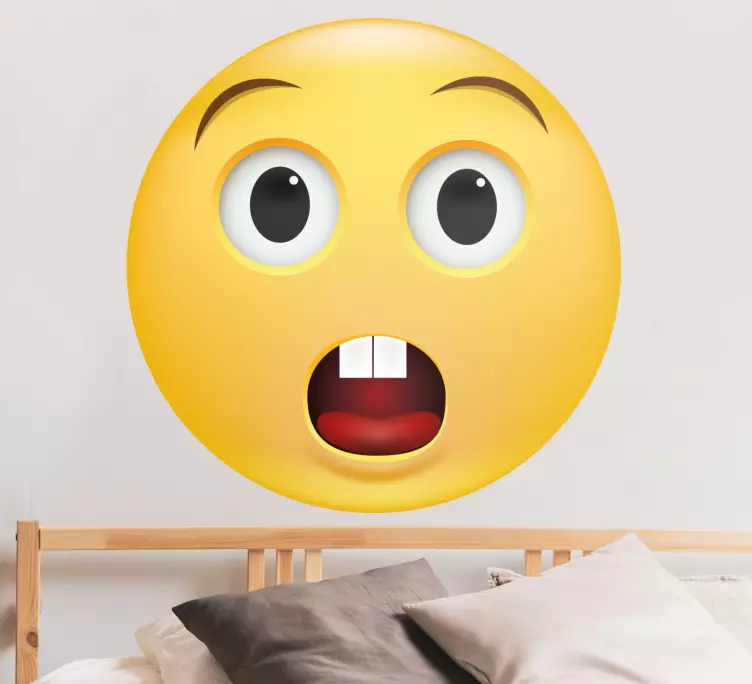 Naklejka na ścianę żółty zakłopotany emoji - TenStickers