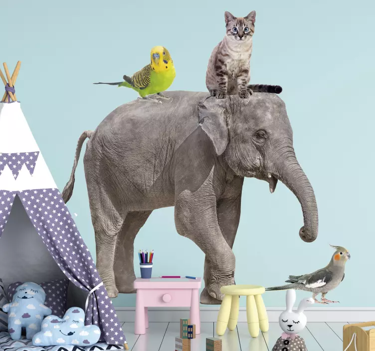 Naklejka realistyczne zwierzęta ze słoniem - TenStickers