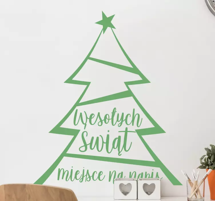 Naklejka świąteczna choinka z napisem - TenStickers
