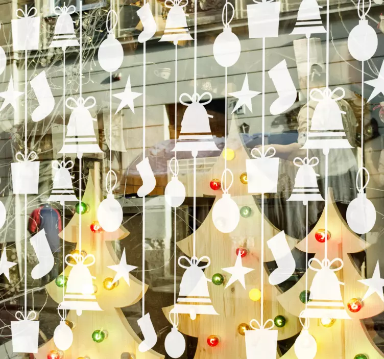 Naklejka świąteczna na witrynę sklepową skarpety i gwiazdy - TenStickers