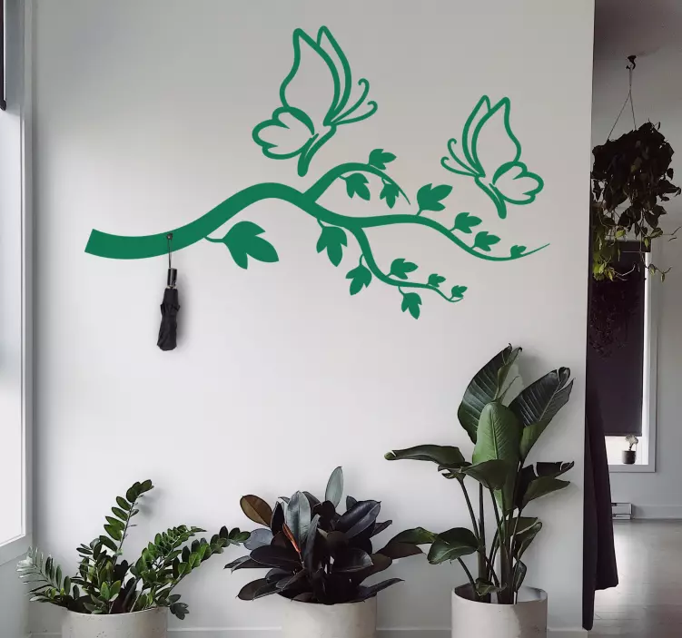 Naklejka wieszak motyle na gałęzi - TenStickers