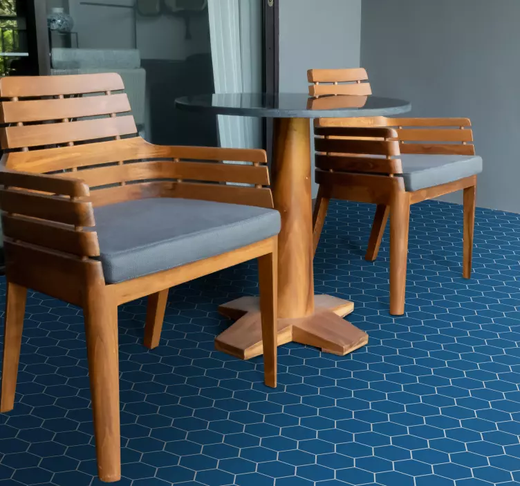 Naklejka na podłogę Niebieski pięciokąt - TenStickers