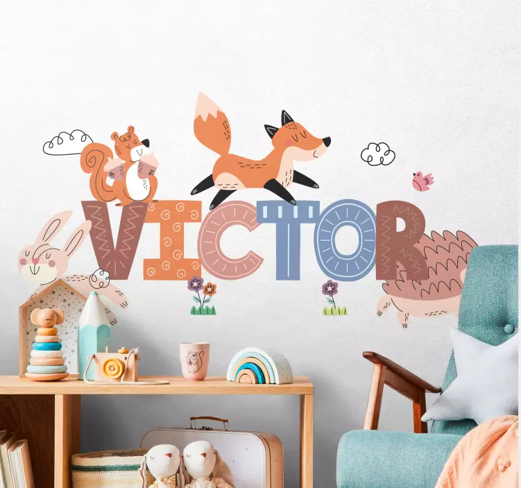 Naklejka personalizowana Leśne zwierzęta dla dzieci - TenStickers