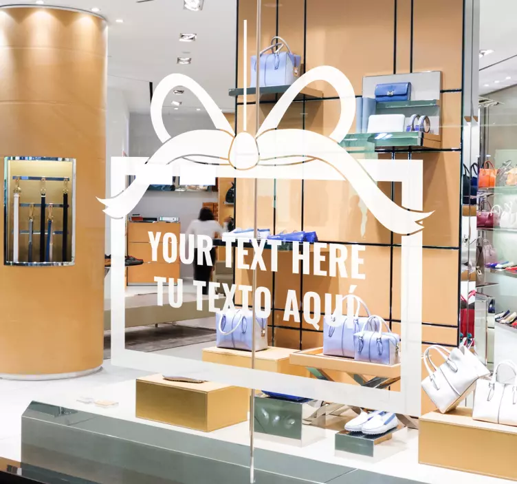 Naklejka świąteczna na witrynę sklepową prezent i twój tekst - TenStickers