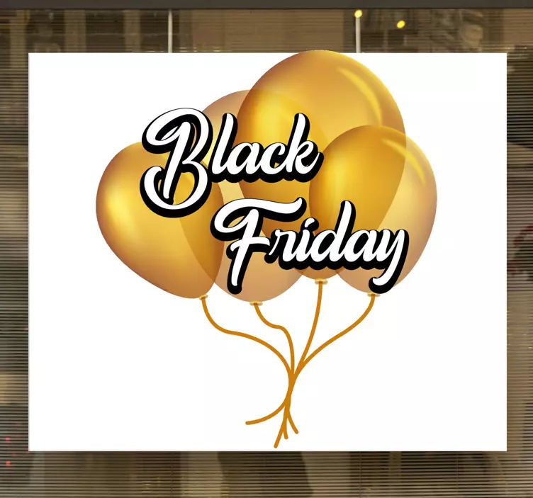 Naklejka na ścianę Black Friday wystawa złotych balonów - TenStickers