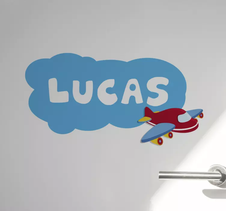 Spersonalizowana naklejka chmurka i samolot - TenStickers