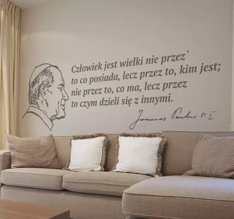 Naklejka na ścianę do salonu z napisem Jan Paweł II cytat - TenStickers