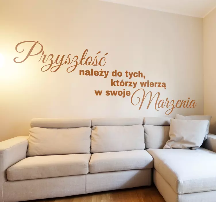 Naklejka na ścianę do salonu napisem przyszłość i marzenia - TenStickers