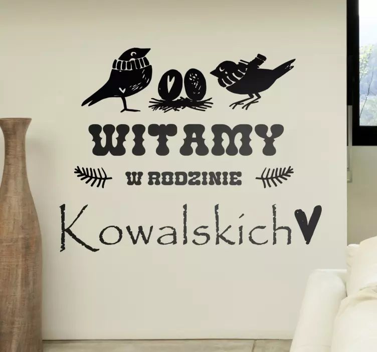 Naklejka z napisem Witamy w rodzinie... - TenStickers