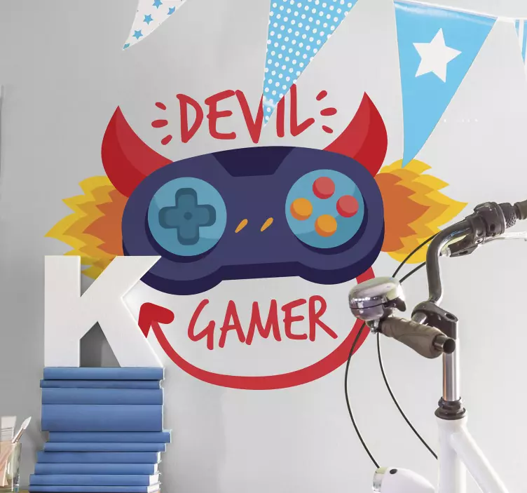 Naklejka z rysunkiem Devil gamer - TenStickers