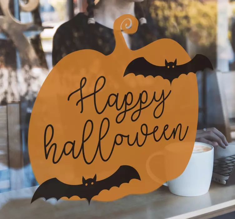 Naklejka z rysunkiem dynia nietoperze halloween - TenStickers