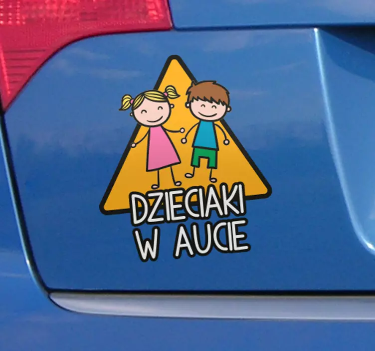 Naklejka z rysunkiem Dzieciaki w aucie - TenStickers