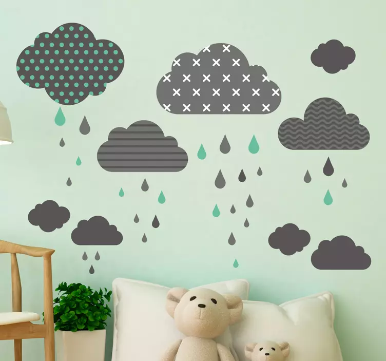 Naklejka z rysunkiem Grey Clouds - TenStickers
