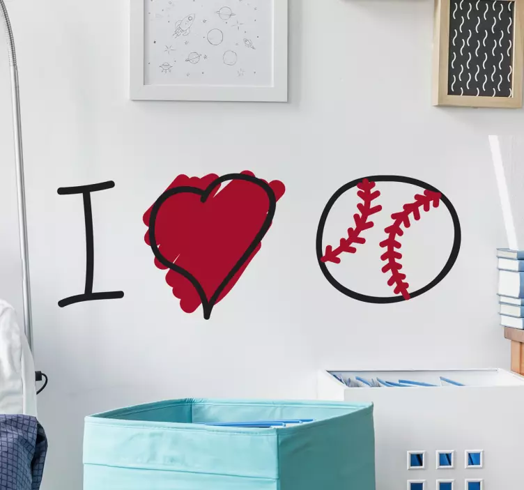 Naklejka z rysunkiem I love Baseball - TenStickers