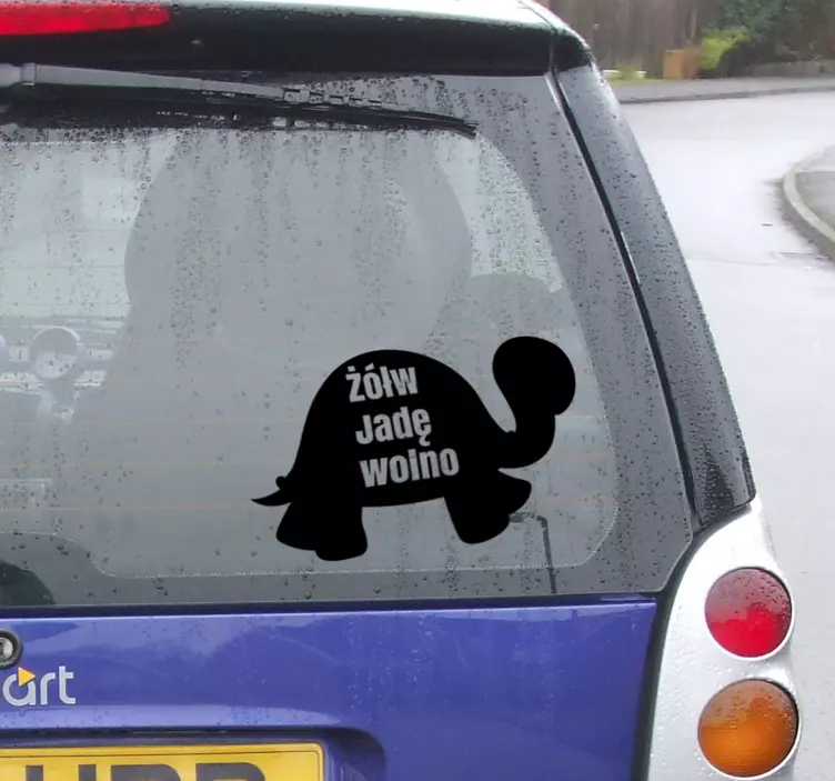 Naklejka z rysunkiem Jadę wolno żółw - TenStickers