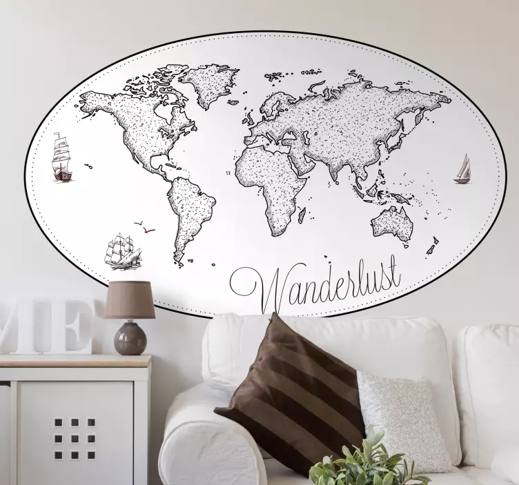 Naklejka z rysunkiem kula ziemska wanderlust - TenStickers