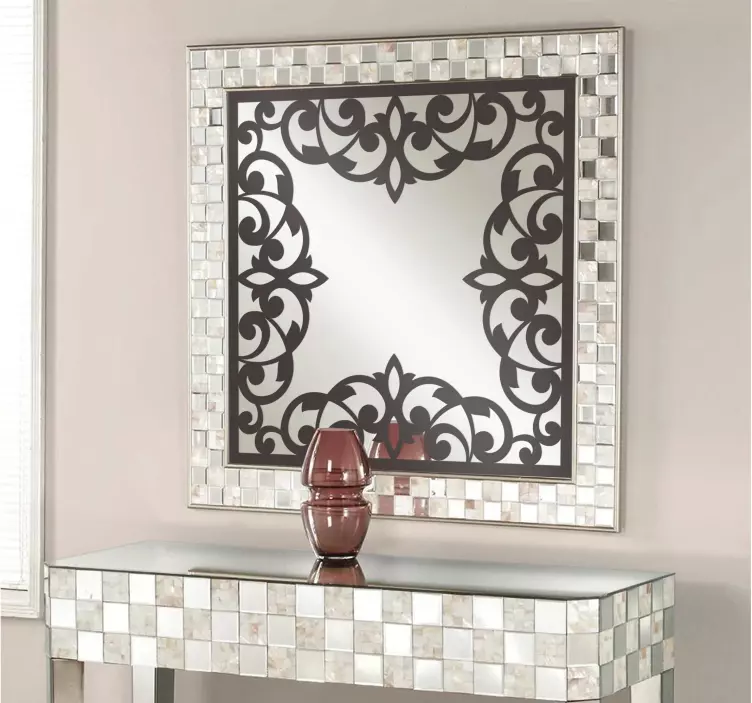 Naklejka na lustro do jadalni roślinna rama - TenStickers