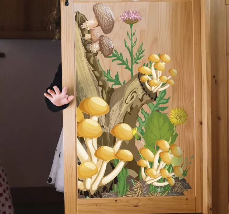 Naklejka z rysunkiem rośliny grzyby las - TenStickers