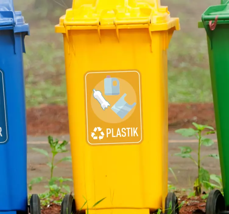 Naklejka z rysunkiem Segregacja plastiku - TenStickers