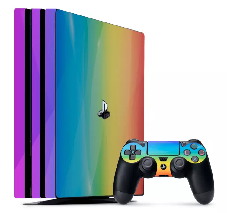 Naklejka z rysunkiem Tęczowy skin na PS4 - TenStickers
