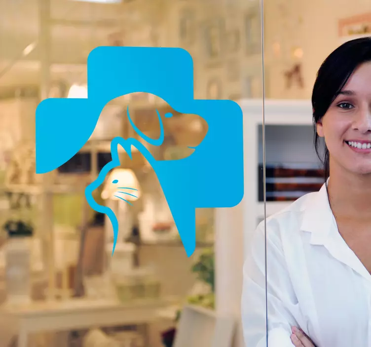 Naklejka z rysunkiem znak weterynarz pies kot - TenStickers