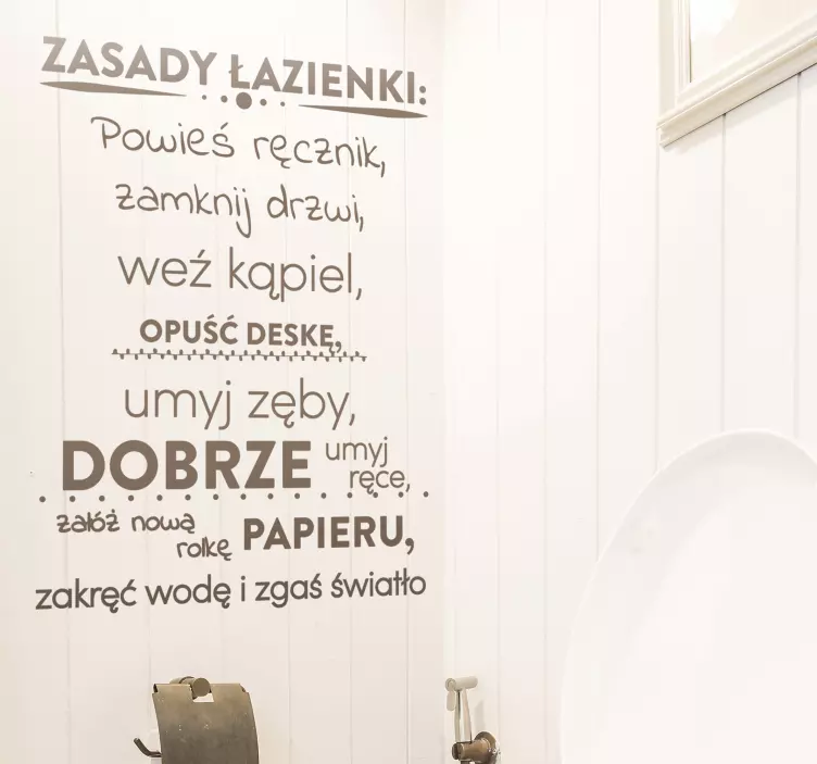 Naklejka zasady łazienki - TenStickers