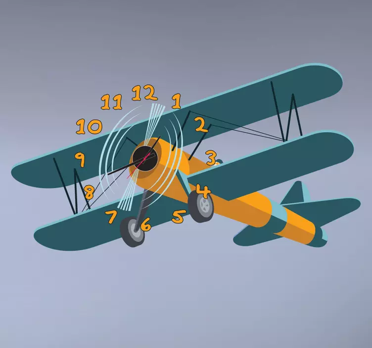 Naklejka zegar dziecięcy samolot - TenStickers