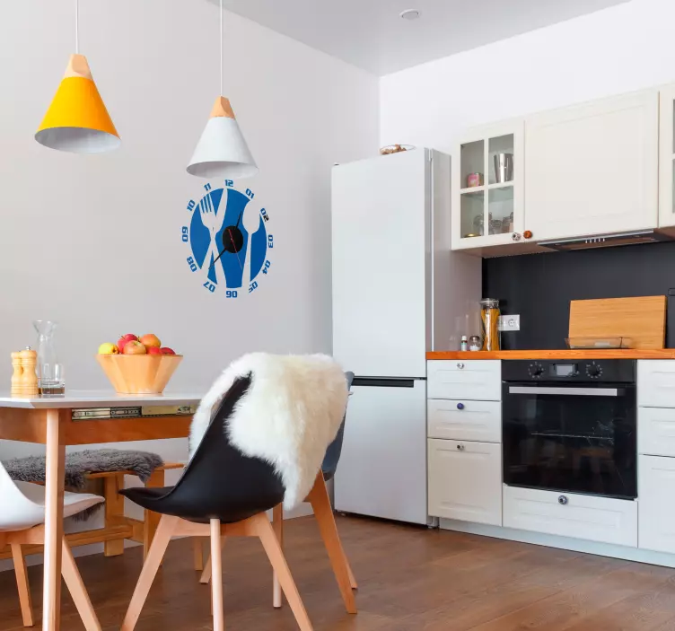 Naklejka zegar kuchenny i sztućce - TenStickers