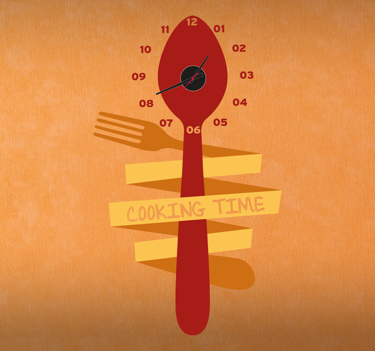 Naklejka zegar łyżka i widelec - TenStickers