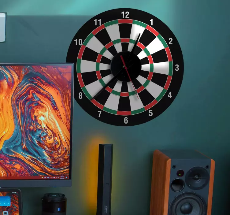 Naklejka na ścianę zegar tarcza do gry w rzutki - TenStickers