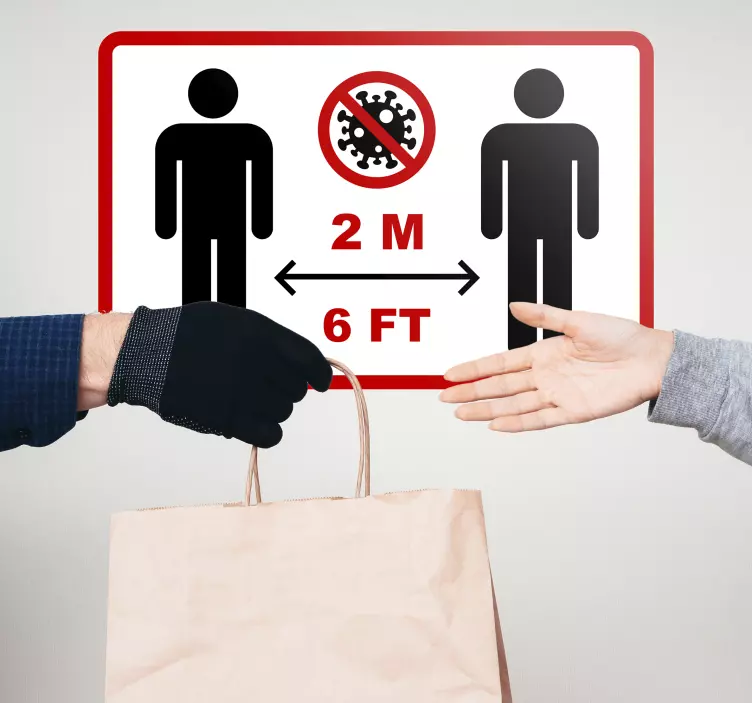 Naklejka bezpieczna odległość 2m - TenStickers