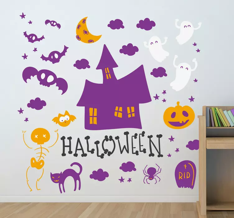 Naklejki dekoracyjne kolorowe Halloween - TenStickers