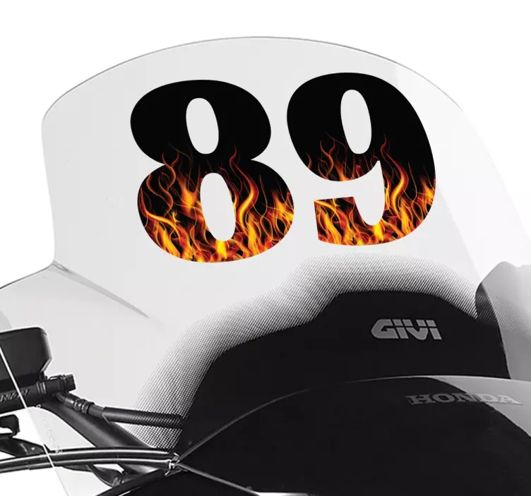 Naklejka na kask motocyklowy numery z efektem ognia - TenStickers