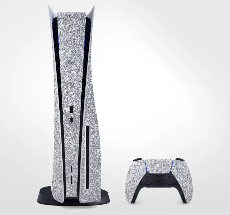 naklejki na ps5 Błyszcząca srebrna skóra - TenStickers