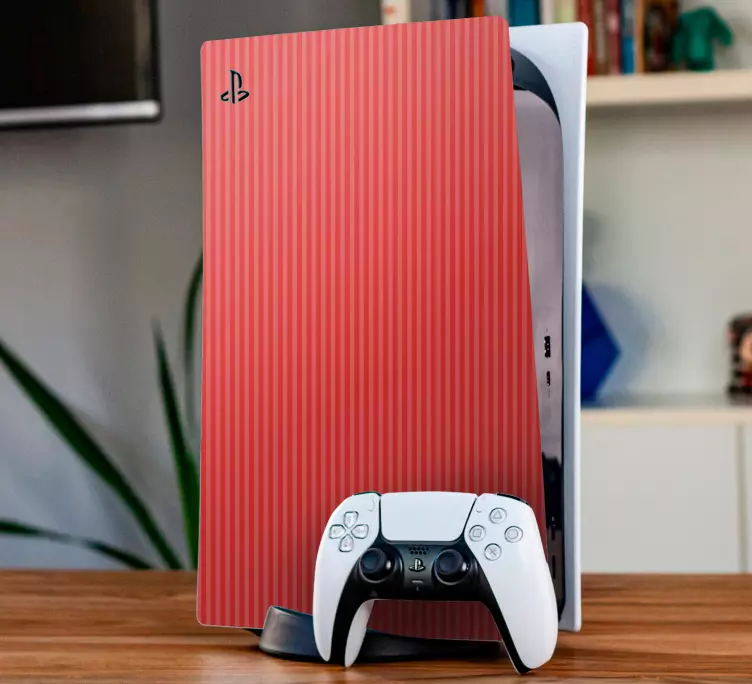 naklejki na ps5 Ciemnoróżowy kolor z paskami - TenStickers