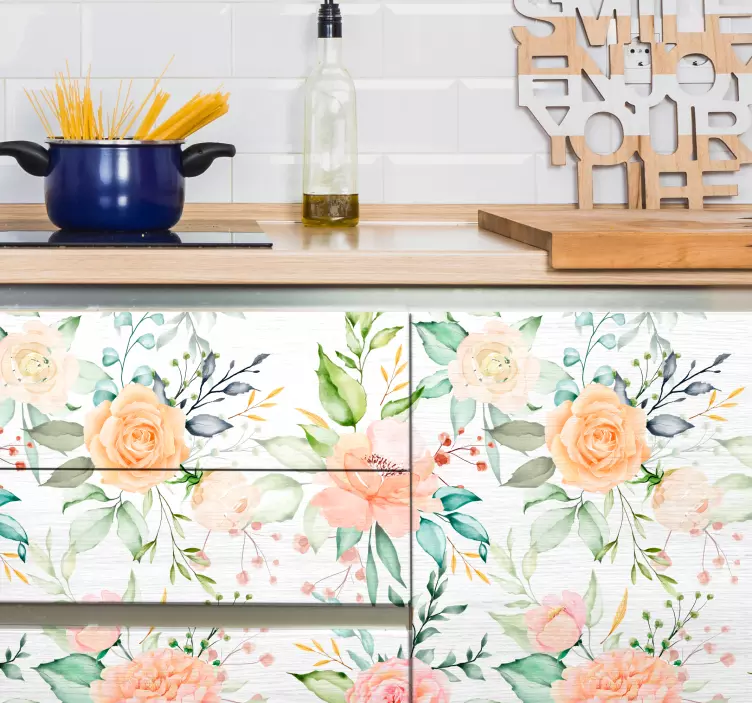 Okleina meblowa Herbaciane róże - TenStickers
