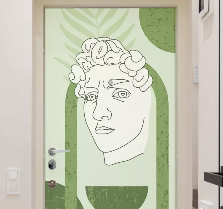 Naklejka na drzwi Antyczna rzeźba dawida w minimalistycznym stylu - TenStickers