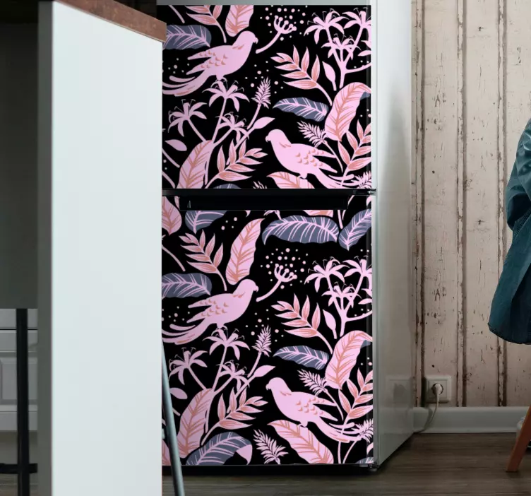 Okleina na lodówkę koncepcja ptaka tropikalnego - TenStickers