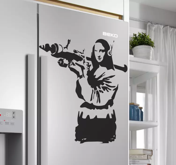 Naklejka na lodówkę Mona lisa banksy art na lodówkę - TenStickers