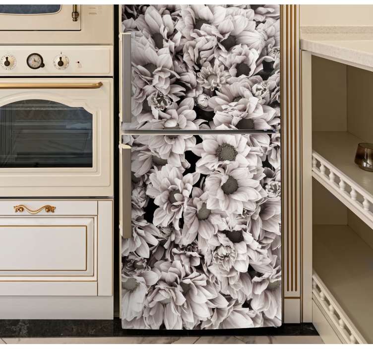 Naklejka na lodówkę Piwonia szare kwiaty - TenStickers