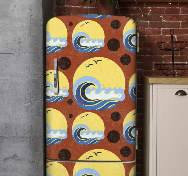 Naklejka na lodówkę Słońce, plaża i fala - TenStickers