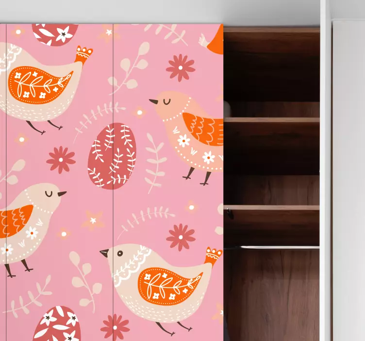 Okleina na lodówkę ludowa sztuka wielkanocna - TenStickers